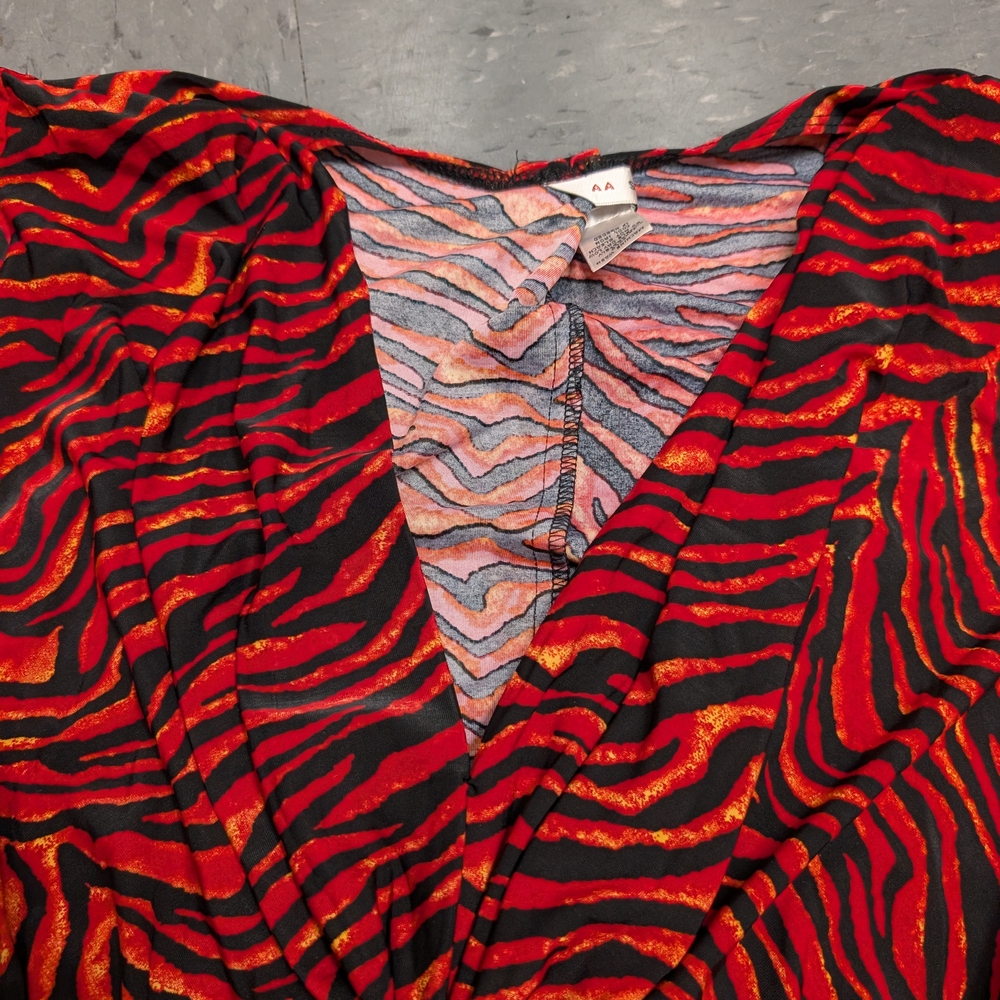 Aa Studio Vibrant Red and Orange Zebra Print Blouse - Picture 2 of 4